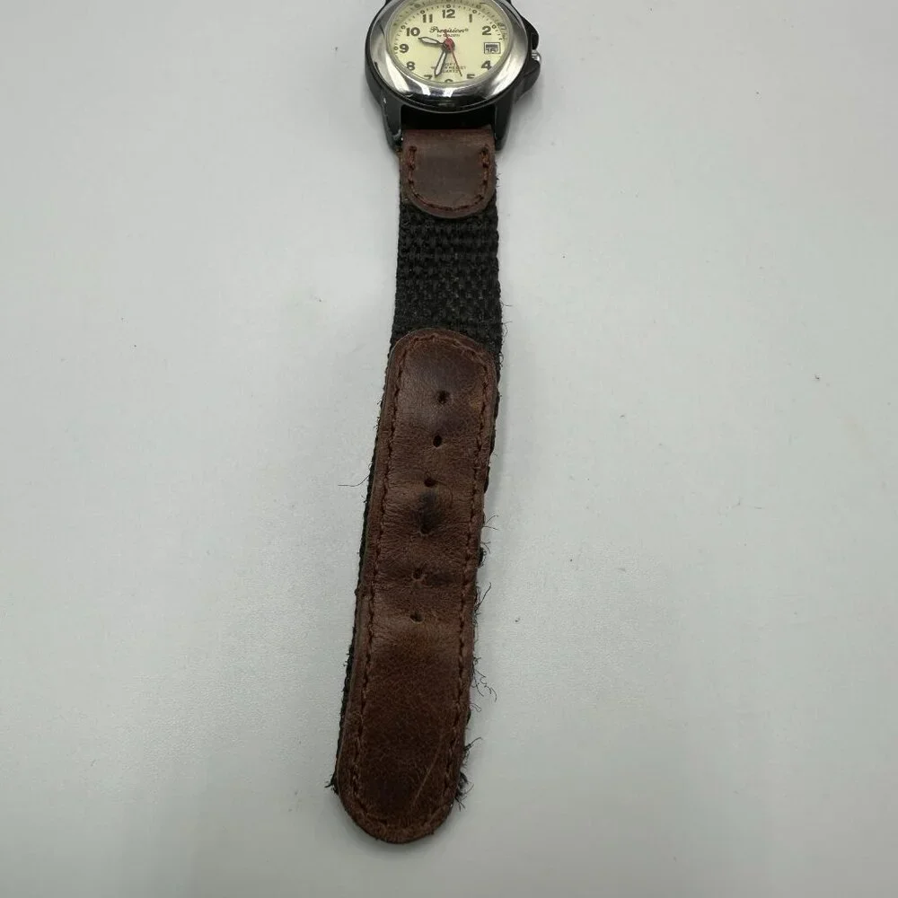 3/$30 Precision by Gruen Watch Women Date Window Black Brown Band New Battery 8
